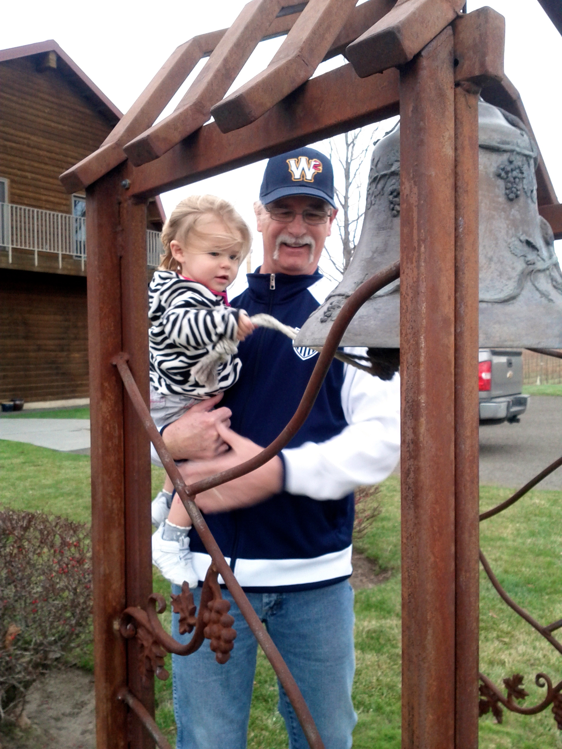 Ringing the bell for good luck at Walla Walla Vintners